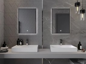 Mexen Erma oglindă de baie iluminată 50 x 70 cm, LED 6000K, anti-abur, ramă neagră - 9814-050-070-611-70