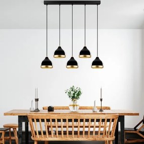 Lustră suspendată pe cablu YILDO, 5xE27/40W/230V, negru/auriu