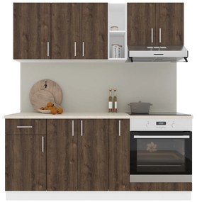 Set haaus V9, Stejar Bronz/Alb, Blat Thermo 28 mm, L 180 cm