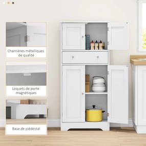 HOMCOM Armoire de cuisine buffet cuisine cu placarde, rafturi reglabile, sertar, 60 x 30 x 128 cm, alb | Aosom Romania