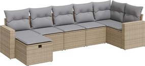 vidaXL Set canapele de grădină, 7 piese, cu perne, bej, poliratan