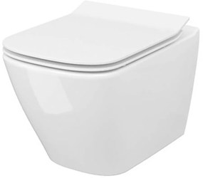 Set vas WC suspendat B220 Cersanit City Square si capac slim softclose alb