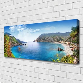 Tablou pe panza canvas Bay Peisaj Gri Maro Verde Albastru