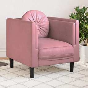 372625 vidaXL Fotoliu canapea cu pernă, roz, catifea
