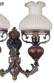 Aplica de perete cu 2 brate design italian din alama cu lemn 634