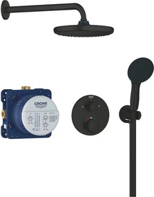 Sistem de dus incastrat Grohe Precision cu palarie rotunda Vitalio Start 250 negru mat