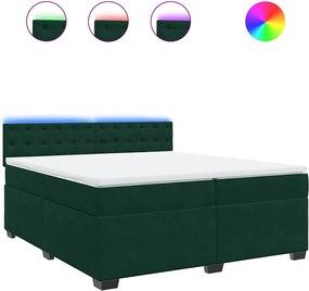 vidaXL Pat box spring cu saltea, verde închis, 200x200 cm, catifea