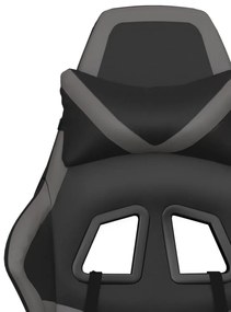 Scaun de gaming cu suport picioare, negru gri, piele ecologica 1, negru si gri, Cu suport de picioare