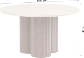Măsuță de cafea rotundă Massia 80 cm pentru living - travertin / nuc