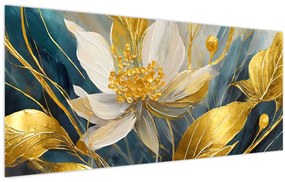 Tablou - Pictura de flori de aur (120x50 cm)