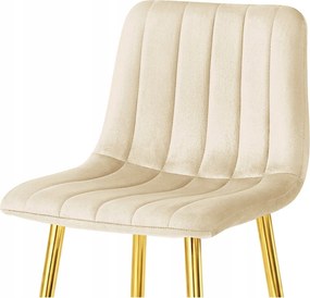 Scaun de bar POZZA VELVET cu picioare aurii, crem
