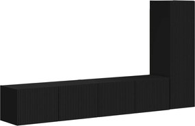 vidaXL Set comodă TV Pe perete 3 pcs Negru Lemn compozit