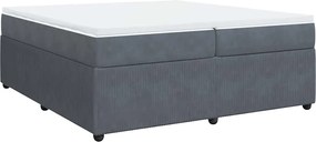 vidaXL Pat box spring cu saltea, gri închis, 200x200 cm, catifea