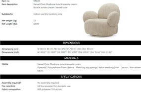 Fotoliu pivotant design LUX Madrone, Boucle sonata cream