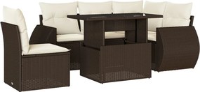 vidaXL Set canapele de grădină cu perne, 6 piese, maro, poliratan