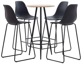 279807 vidaXL Set mobilier de bar, 5 piese, negru, plastic