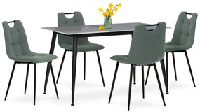 Set de masă cu farfurie ceramică și 4 scaune,verde