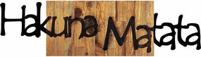 Decoratiune perete HAKUNA MATATA 4, negru/nuc, metal/lemn, 108x3x30 cm