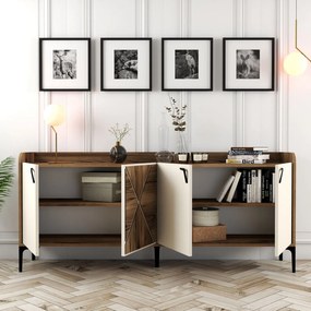Consolă Venedik - Walnut, Cream