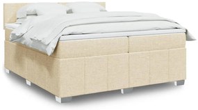vidaXL Pat box spring cu saltea, crem, 200x200 cm, textil