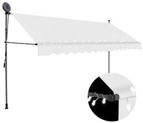 vidaXL Copertină retractabilă manual cu LED, crem, 400 cm