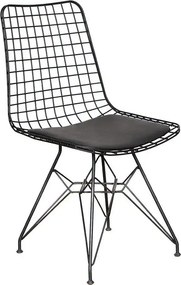 Set masa cu 4 scaune metal, Dream Homs, nuc/negru 70 x 110 cm