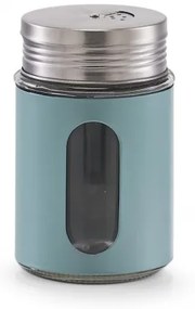 Recipient pentru condimente Visual, metal si sticla, Bleu, Ø7xH11,5 cm