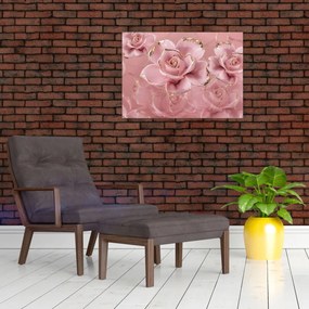 Tablou pe sticlă - Decor floral (70x50 cm)
