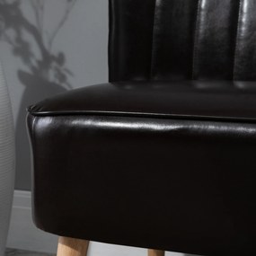 HOMCOM Canapea moderna din material imitatie de piele cu 2 locuri fara brate, structura si picioare din lemn, 117x56,5x77cm maro inchis 