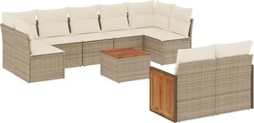 vidaXL Set canapele de grădină cu perne, 10 piese, bej, poliratan