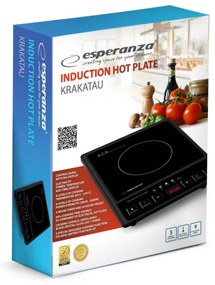 Plita cu Inductie Esperanza Krakatau EKH005, 2000W, 80-270°C, 5 functii, Negru