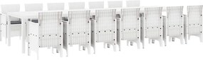 vidaXL Set de masă de grădină cu perne cu pernă 15 pcs Alb PP