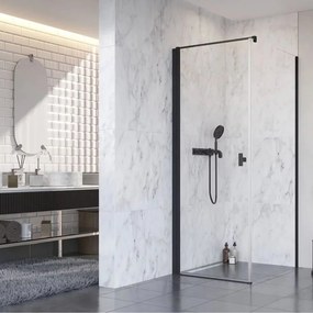 Cabina de dus patrata cu usa batanta Radaway Nes KDJ I 90x90 cm finisaj negru mat-transparent stanga