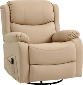 HOMCOM Fotoliu de Ralaxare cu 8 puncte de masaj și Încălzire, Fotoliu Reclinabil cu Suport pentru Picioare, 97x92x104 cm, Bej | Aosom Romania