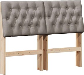 vidaXL Tăblie tapițată Gri taupe 120 cm Lemn de pin masiv
