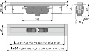 Rigola dus faiantabila iesire verticala 1050 mm Alcadrain Professional APZ1006-1050 1050 mm