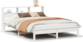 vidaXL Cadru de pat fără saltea, alb, 140x200 cm, lemn masiv pin