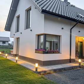 Lampă modernă de exterior pentru stâlp gri închis cu opal 45 cm IP44 - Malios