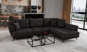 Coltar extensibil cu spatiu pentru depozitare, 276x191x90 cm, Larde R01, Eltap (Culoare: Gri inchis texturat - Flores 5)