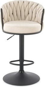 Scaun bar textil H125, bej - Nea 25, stofa clasica/otel, 53x54x90/105