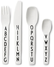 Set 4 tacâmuri pentru copii Design Letters, alb