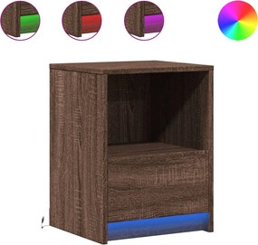 vidaXL Noptiere cu lumini LED, 2 buc., stejar maro, lemn prelucrat