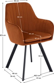 Scaun de design, ţesătură Velvet teracot, AURIL