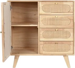 Comoda TV natur , din metal lemn de cauciuc si rattan „Rustic Charm”