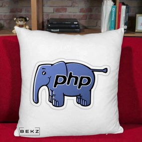 Perna Personalizata PHP Elephant, 40x40 cm, Alb Pufos, Husa Detasabila, Perna Inclusa, BEKZ®