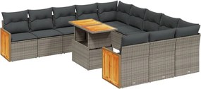 vidaXL Set canapele de grădină cu perne, 11 piese, gri, poliratan