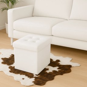 PROMOTIE Taburet pliabil alb ZAREX L din piele ecologica calitatea a II-a