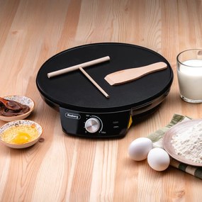 Aparat pentru clatite Rosberg R51323A, 1200W, 30 cm, Antiaderent, Reglare temperatura, Negru