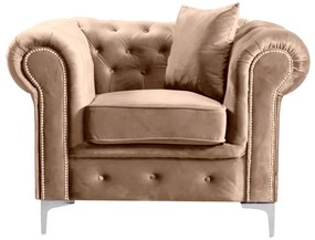 Fotoliu de lux, stofa gri-maro Velvet, ROMANO