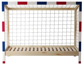 Pat pentru copii 90 cm Facilmente (natural + albastru + roșu) (cu somieră) (cu sp. depozitare). 1116346